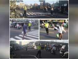 Polsek Selemadeg gelar strong point jam sibuk pagi hari, ciptakan Kamseltibcar lantas