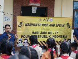 Polwan Polres Bangli Gelar Kampanye Rise and Speak di SD Negeri 2 Kawan