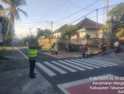 Polsek Marga Menurunkan Personil Strong Point Pagi Sepanjang Jalan Wisnu